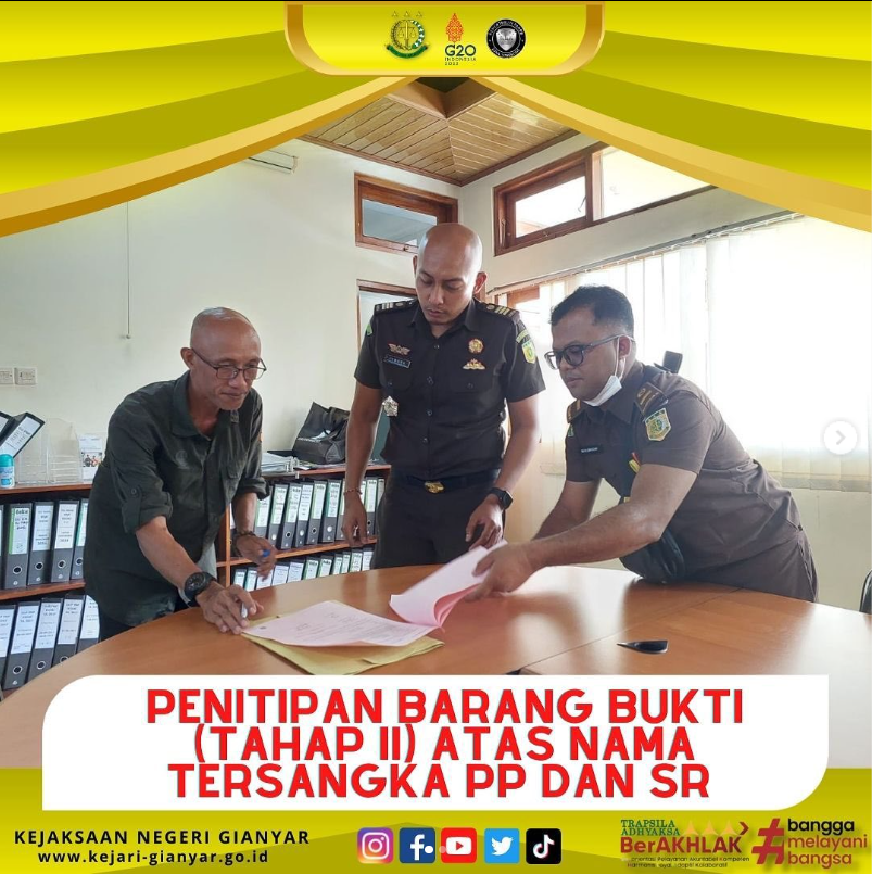 Penitipan Barang Bukti (Tahap II) Atas Nama Tersangka PP Dan SR